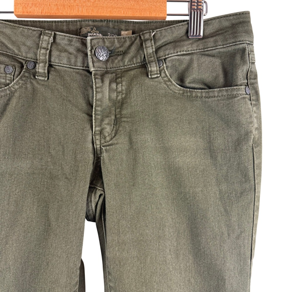Prana‎ Kara Jeans Women 2/26 Olive Green Skinny Organic Cotton Stretch W4KARA115